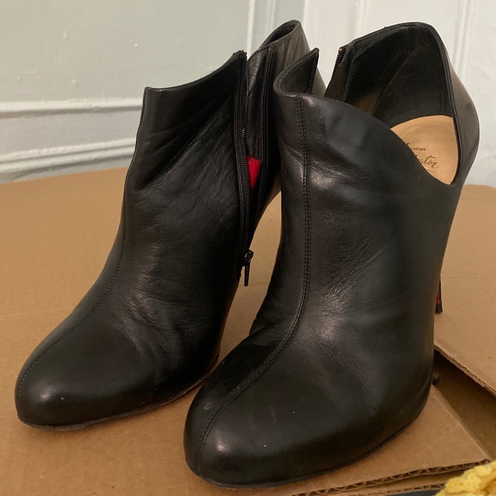 Christian Louboutin Black Leather Ankle Booties